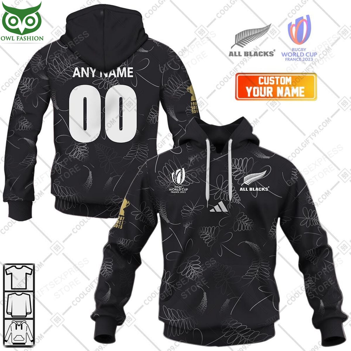 Rugby World Cup New Zealand All Black Personalized 3D - Adult & Kids T-Shirts, Sweatshirts & Hoodies apparel design preview 1