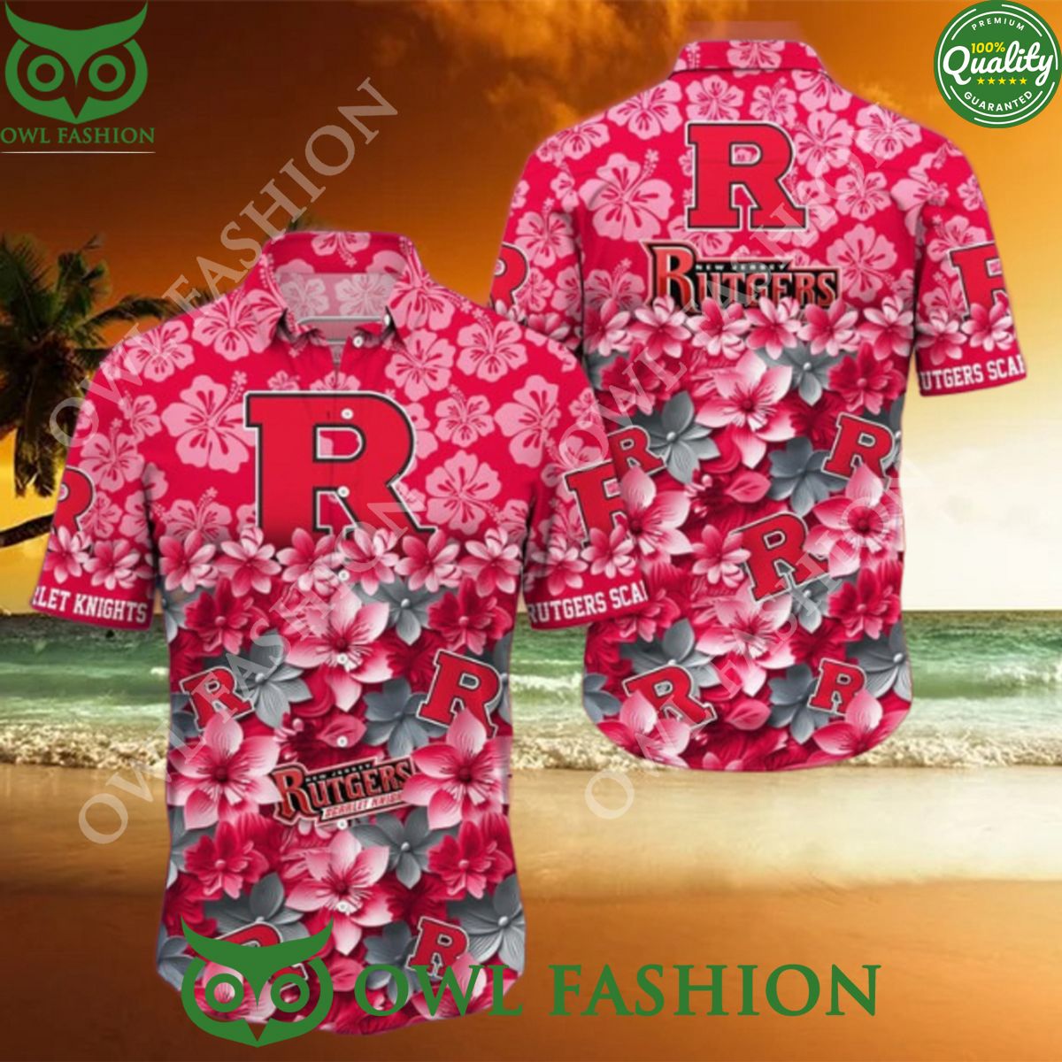Rutgers Scarlet Knights NCAA Championship Hawaiian - Adult & Kids T-Shirts, Sweatshirts & Hoodies apparel design preview 1