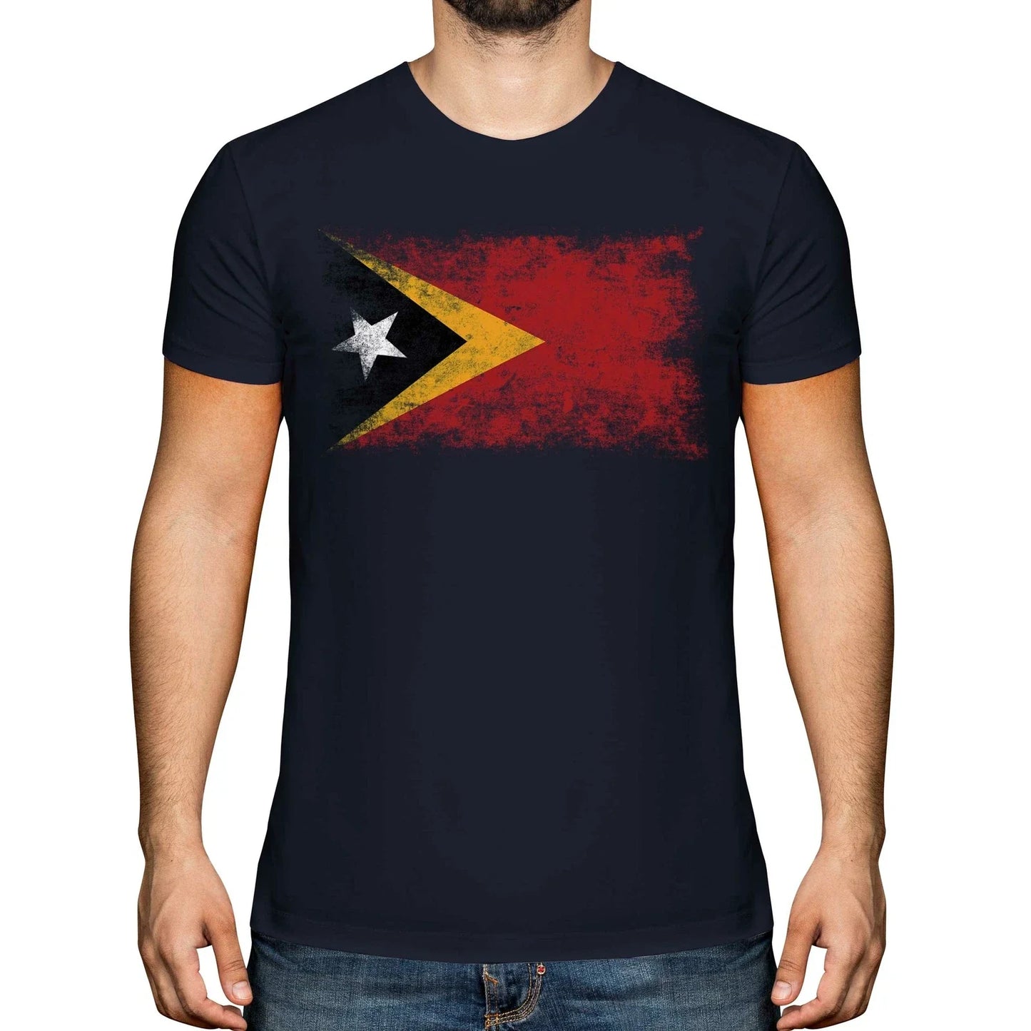 EAST TIMOR DISTRESSED FLAG MENS TOP LOROSA'E TIMORESE - Adult & Kids T-Shirts, Sweatshirts & Hoodies apparel design preview 1