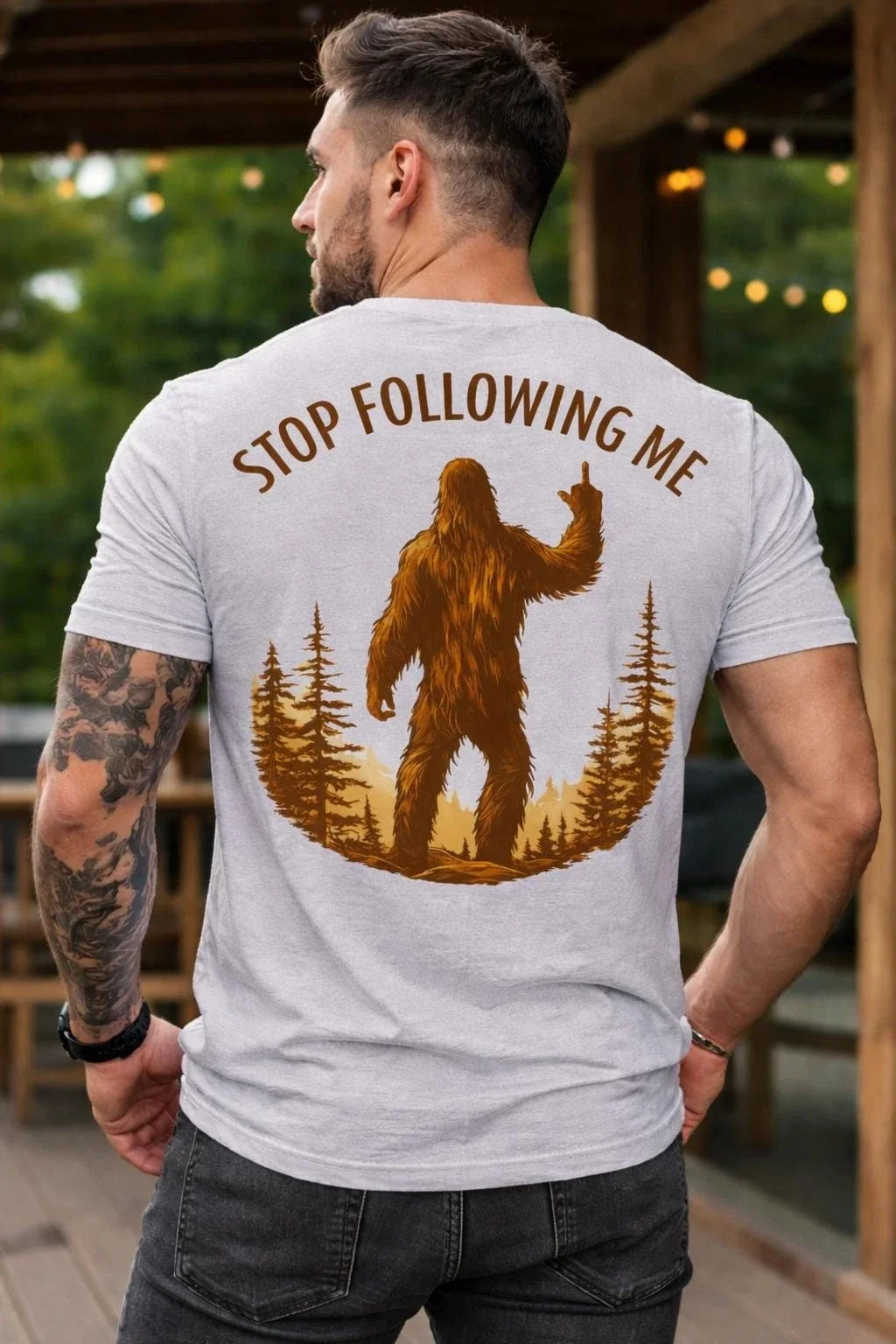 Sarcastic Bigfoot Stop Following Me Rude Sasquatch - Adult & Kids T-Shirts, Sweatshirts & Hoodies apparel design preview 1