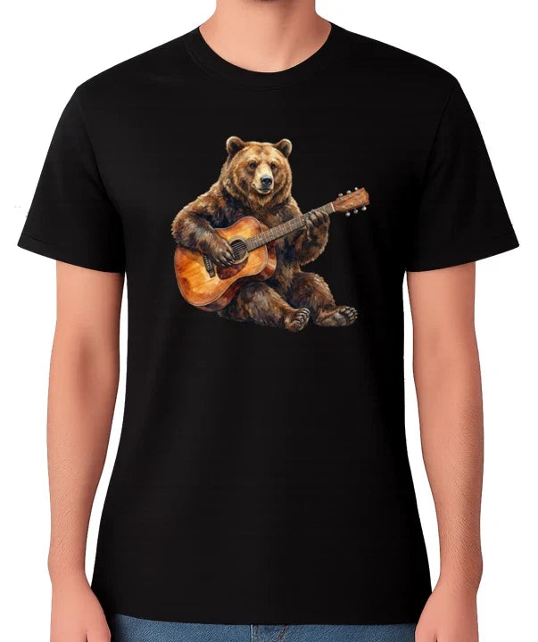 Bear Playing Guitar Funny Music Animal Graphic - Adult & Kids T-Shirts, Sweatshirts & Hoodies apparel design preview 1
