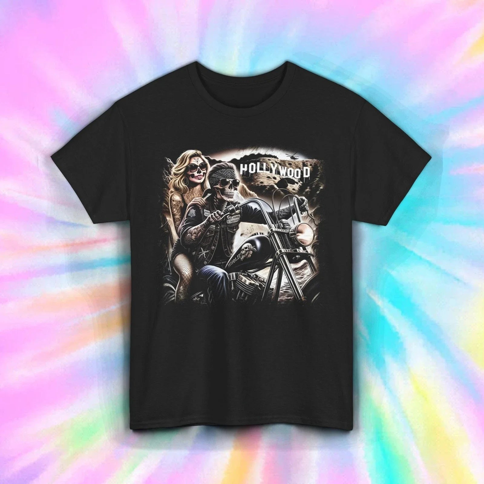 Skeleton Biker Hollywood Ride or Die Tattoo - Adult & Kids T-Shirts, Sweatshirts & Hoodies apparel design preview 1