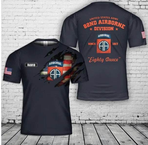Custom Name US Army 82nd Airborne 3D - Adult & Kids T-Shirts, Sweatshirts & Hoodies apparel design preview 1