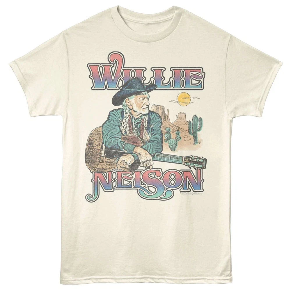 Willie Nelson Desert Background Men's Outlaw Country - Adult & Kids T-Shirts, Sweatshirts & Hoodies apparel design preview 1
