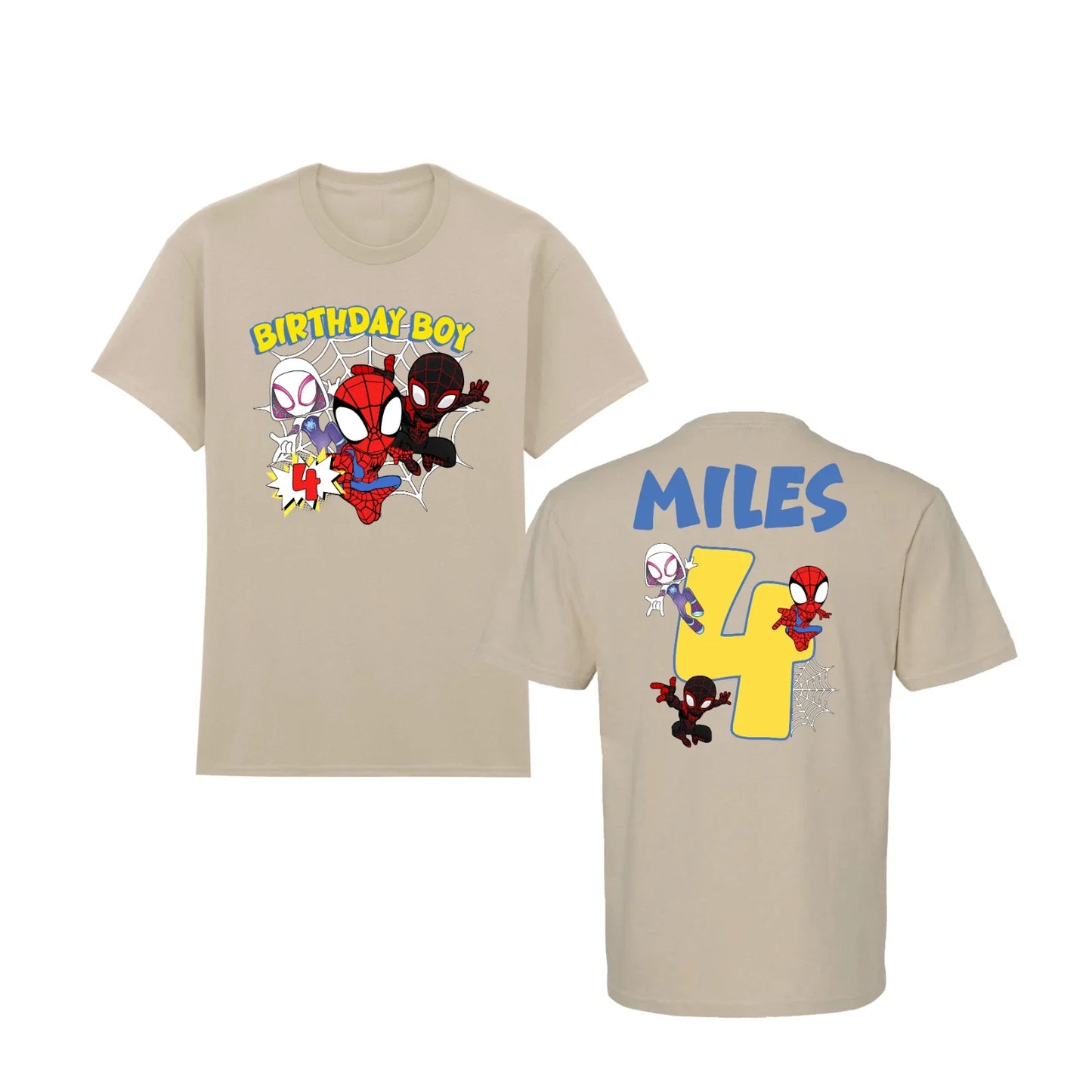Custom Spidey Birthday Boy Superhero Spiderman Party - Adult & Kids T-Shirts, Sweatshirts & Hoodies apparel design preview 1