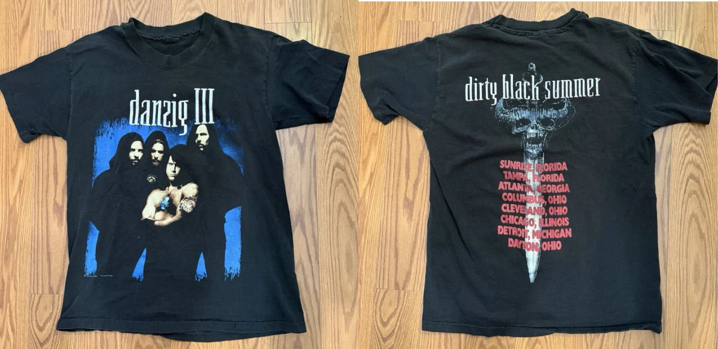 Vintage Danzig III 1992 Dirty Black Summer Tour RARE - Adult & Kids T-Shirts, Sweatshirts & Hoodies apparel design preview 1