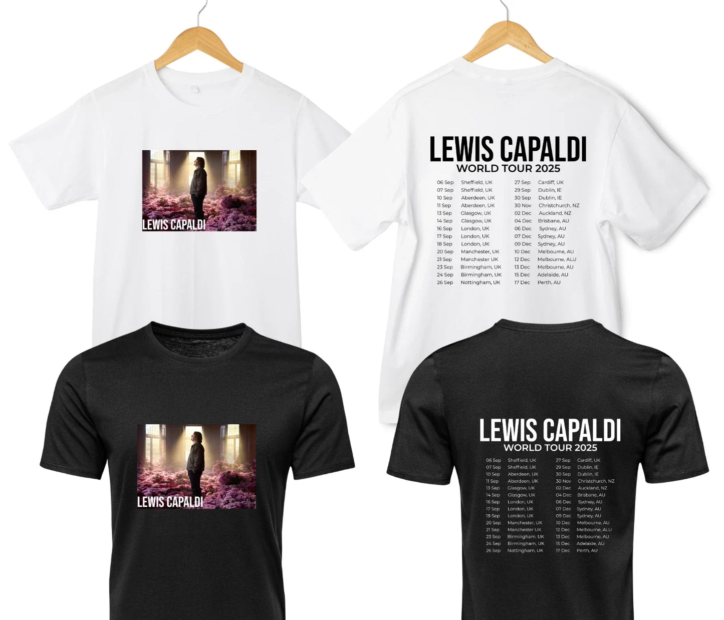 Lewis Capaldi 2025 World Tour Concert Unisex Fan - Adult & Kids T-Shirts, Sweatshirts & Hoodies apparel design preview 1