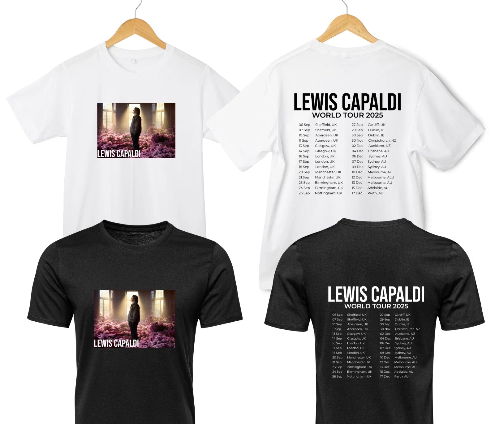 Lewis Capaldi 2025 World Tour Concert Unisex Fan - Adult & Kids T-Shirts, Sweatshirts & Hoodies apparel design preview 1