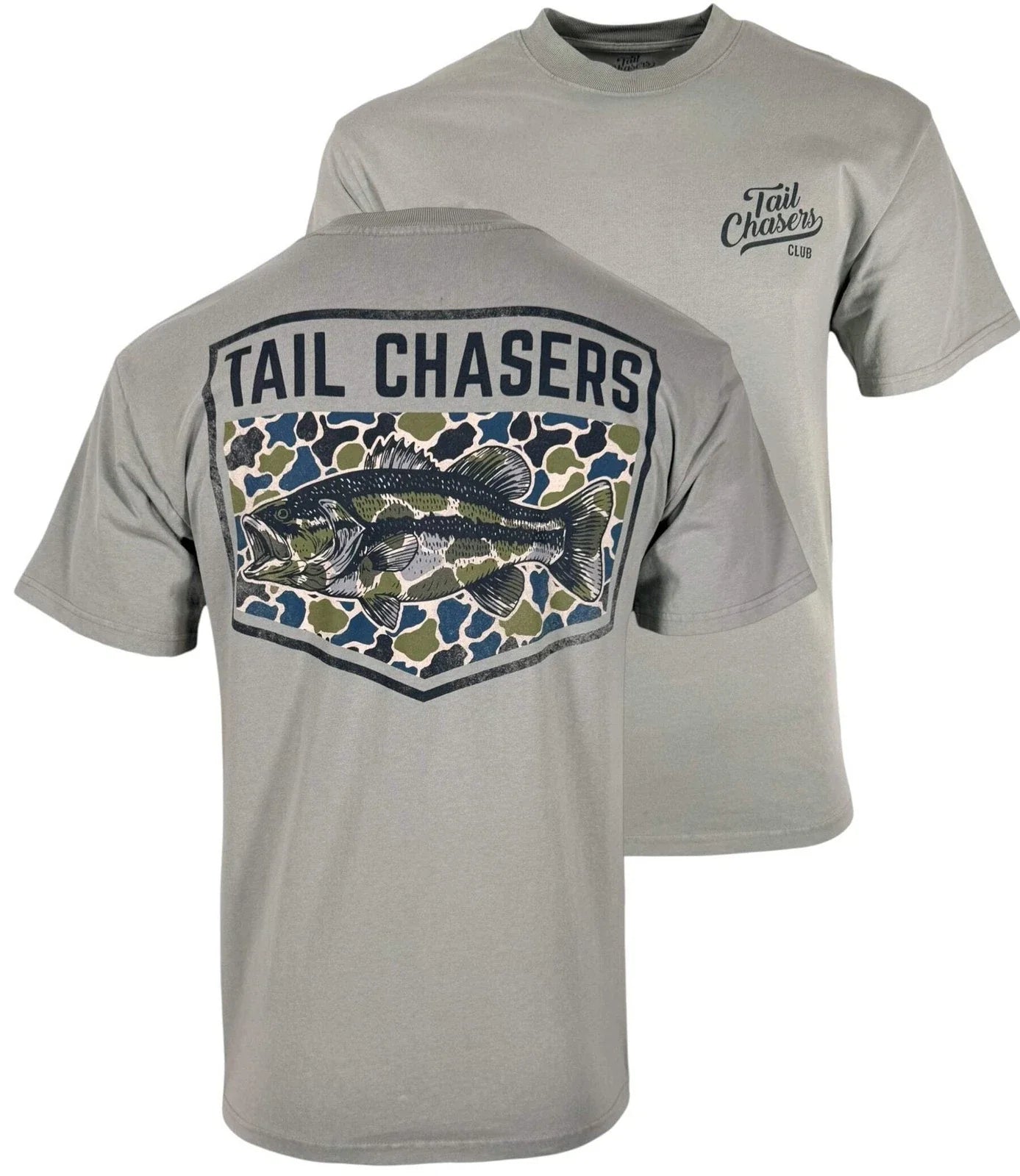 Tail Chasers Club Men's Bass Camo - Adult & Kids T-Shirts, Sweatshirts & Hoodies apparel design preview 1