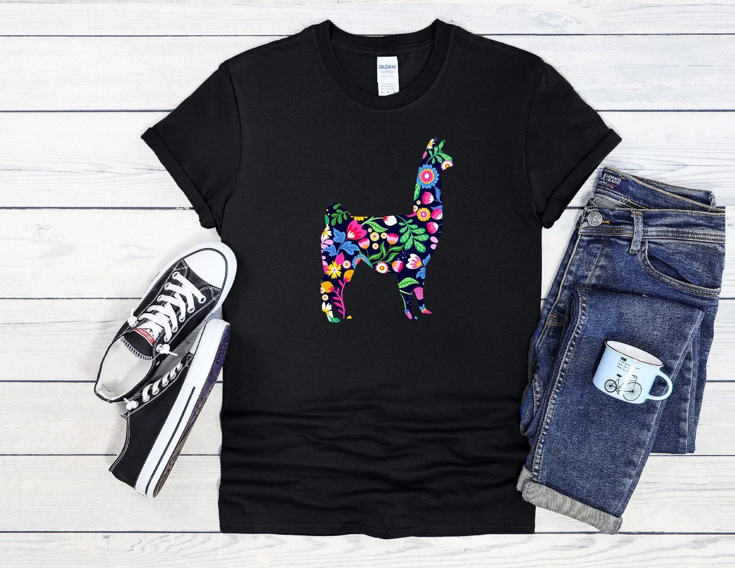 Floral Llama Cute Alpaca Men Women Baseball 3751 - Adult & Kids T-Shirts, Sweatshirts & Hoodies apparel design preview 1