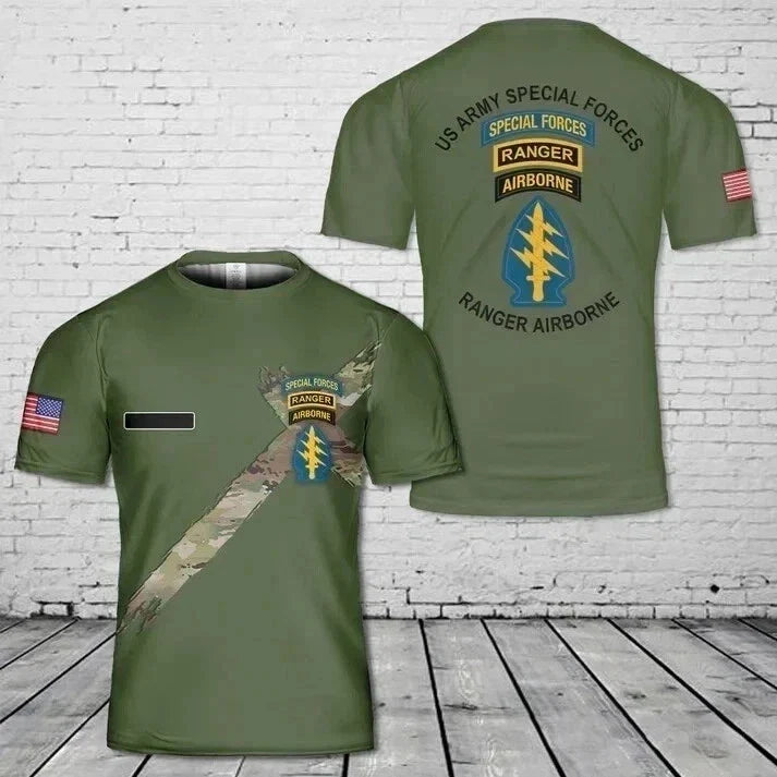 Custom Name US Army Special Forces Airborne Ranger 3D - Adult & Kids T-Shirts, Sweatshirts & Hoodies apparel design preview 1