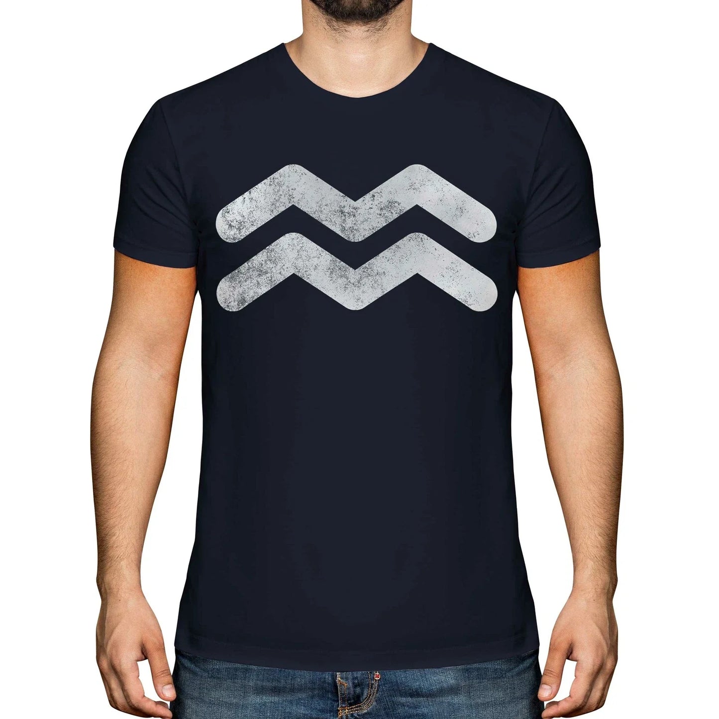 AQUARIUS ZODIAC SIGN DISTRESSED PRINT MENS VINTAGE - Adult & Kids T-Shirts, Sweatshirts & Hoodies apparel design preview 1