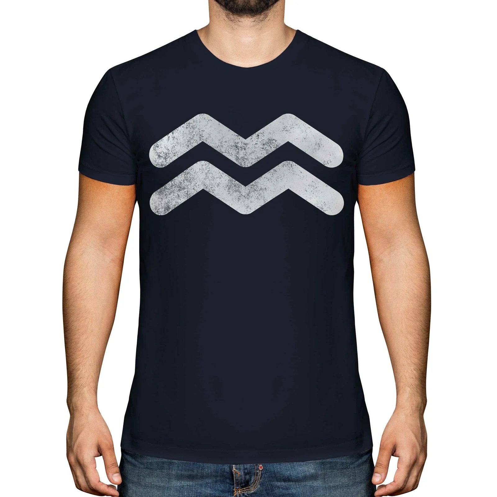 AQUARIUS ZODIAC SIGN DISTRESSED PRINT MENS VINTAGE - Adult & Kids T-Shirts, Sweatshirts & Hoodies apparel design preview 1