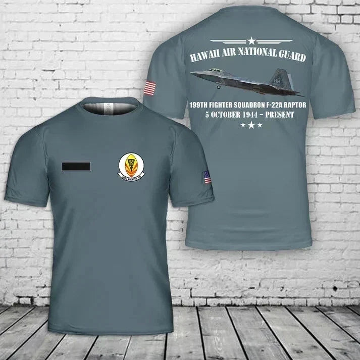 Custom Name 199th Fighter Squadron F-22A Raptor 3D - Adult & Kids T-Shirts, Sweatshirts & Hoodies apparel design preview 1