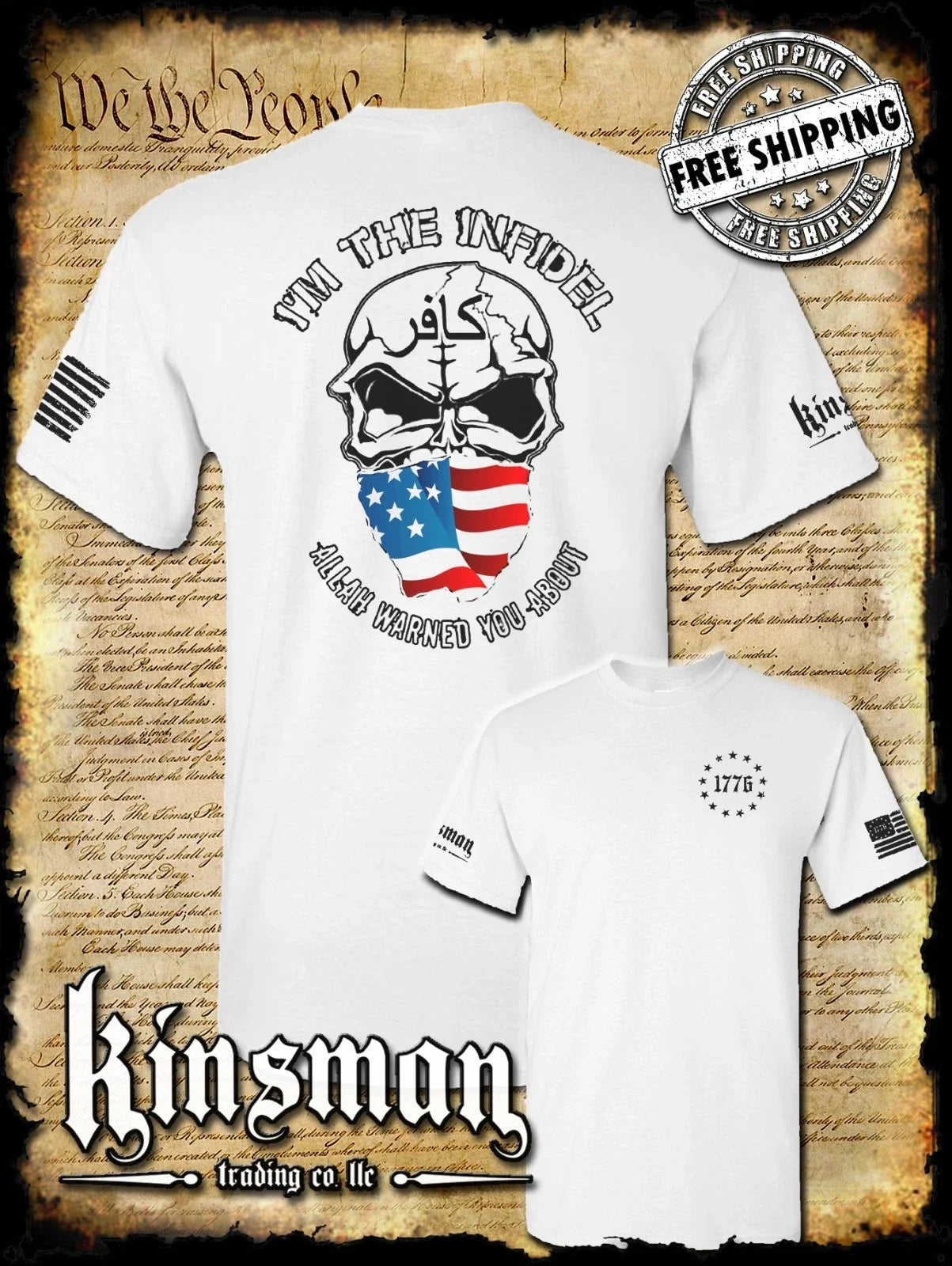 I'm The Infidel Allah Warned You About 2-Sided - Adult & Kids T-Shirts, Sweatshirts & Hoodies apparel design preview 1