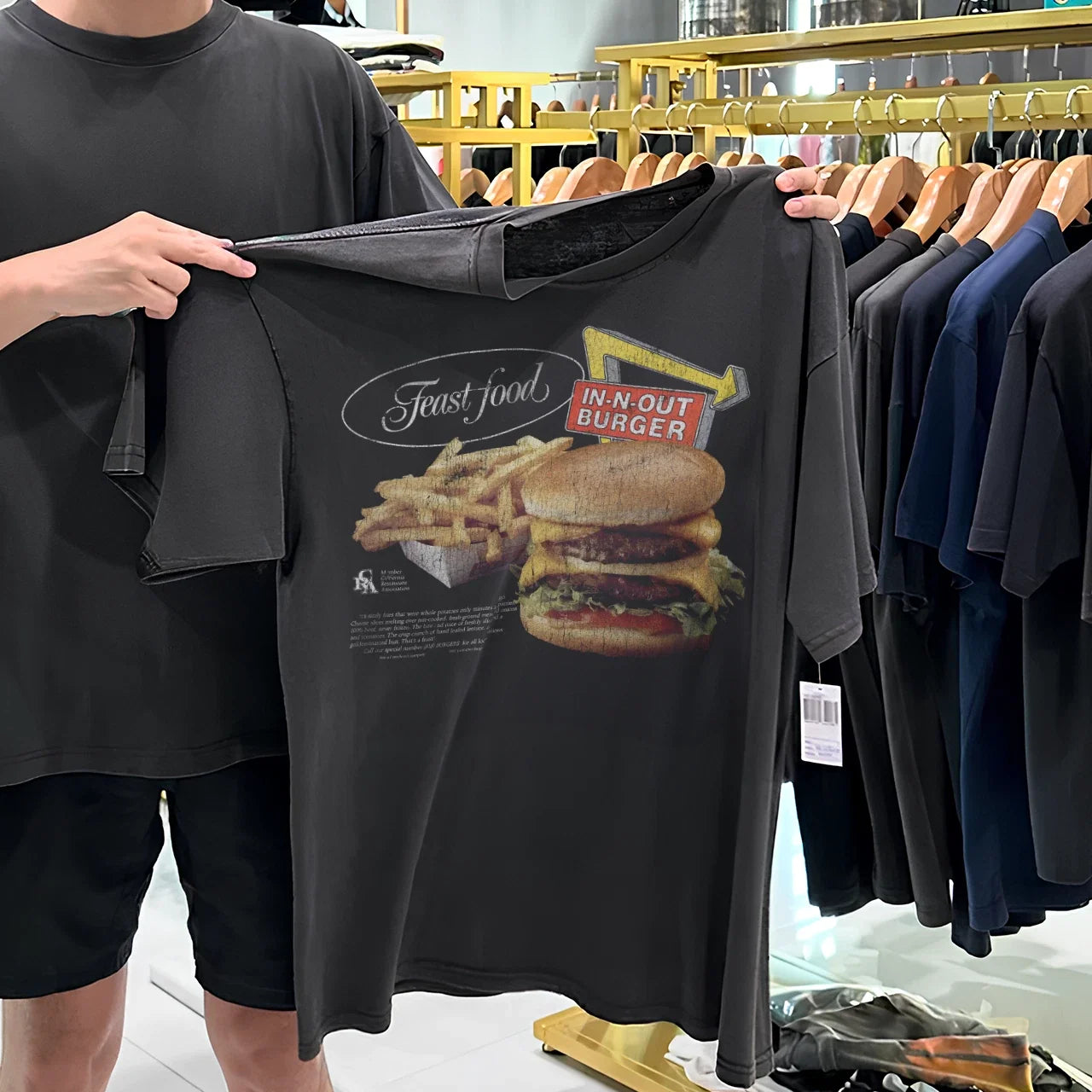 Feast Food 90's In-n-Out Aged Black M - Adult & Kids T-Shirts, Sweatshirts & Hoodies apparel design preview 1