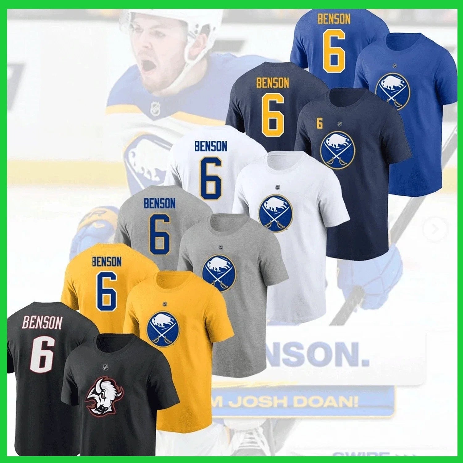 NEW Zach #6 Benson Buff@lo S@bres 2026 Player Name - Adult & Kids T-Shirts, Sweatshirts & Hoodies apparel design preview 1