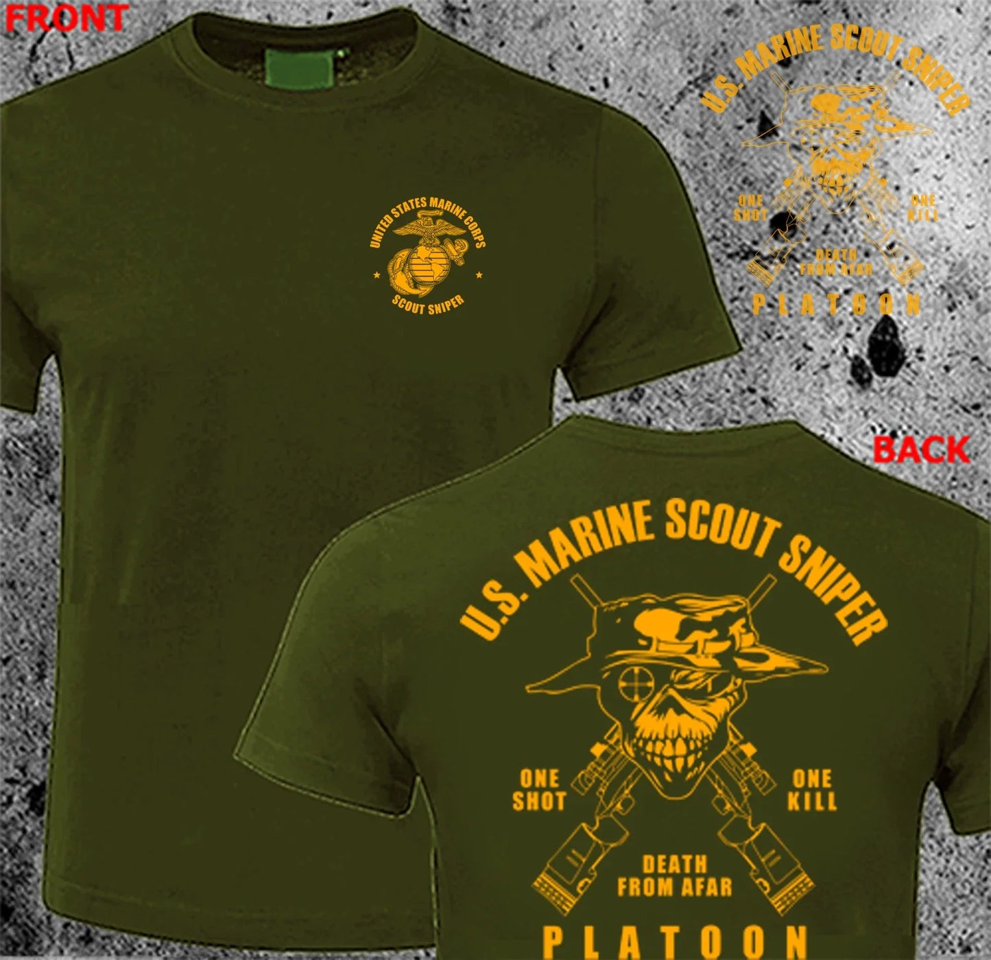 NEW MARINE SCOUT SNIPER PLATOON HQ - Adult & Kids T-Shirts, Sweatshirts & Hoodies apparel design preview 1
