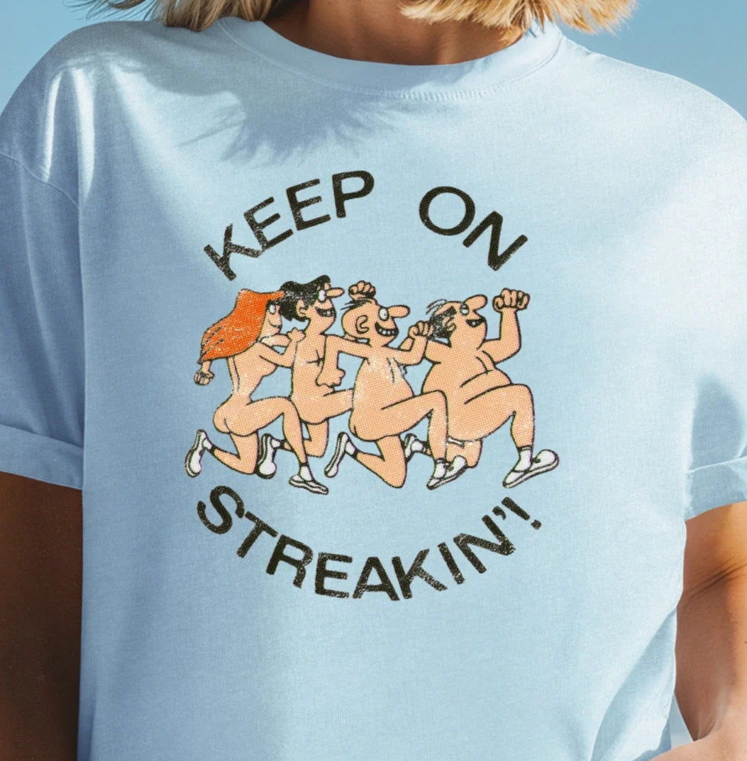Keep On Streakin' Funny Retro Nudist Naturist Runner - Adult & Kids T-Shirts, Sweatshirts & Hoodies apparel design preview 1