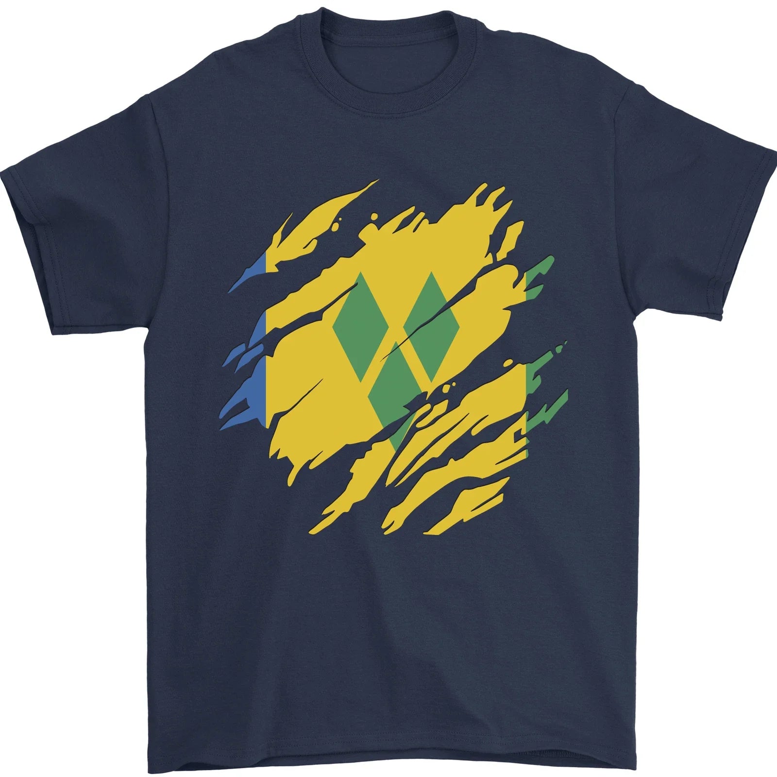 Torn Saint Vincent and Grenadines Flag Football Mens - Adult & Kids T-Shirts, Sweatshirts & Hoodies apparel design preview 1