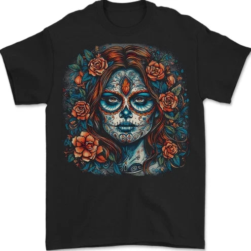 Day of the Dead Sugar Skull Girl Santa Muerte Mens - Adult & Kids T-Shirts, Sweatshirts & Hoodies apparel design preview 1