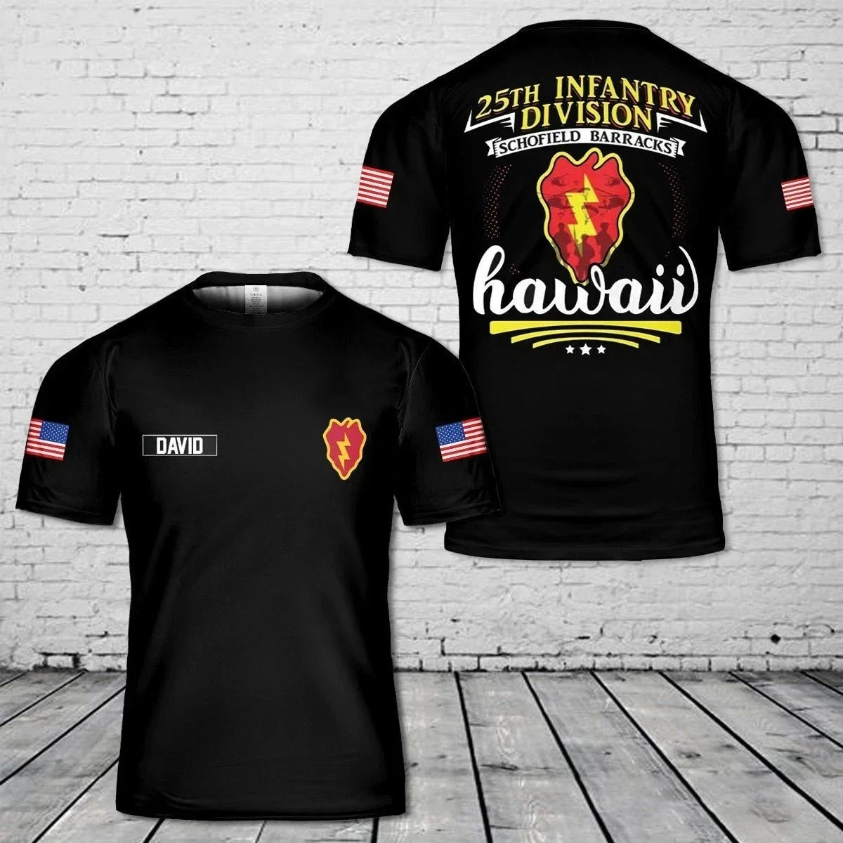 Custom Name US Army 25th Infantry Division Military - Adult & Kids T-Shirts, Sweatshirts & Hoodies apparel design preview 1