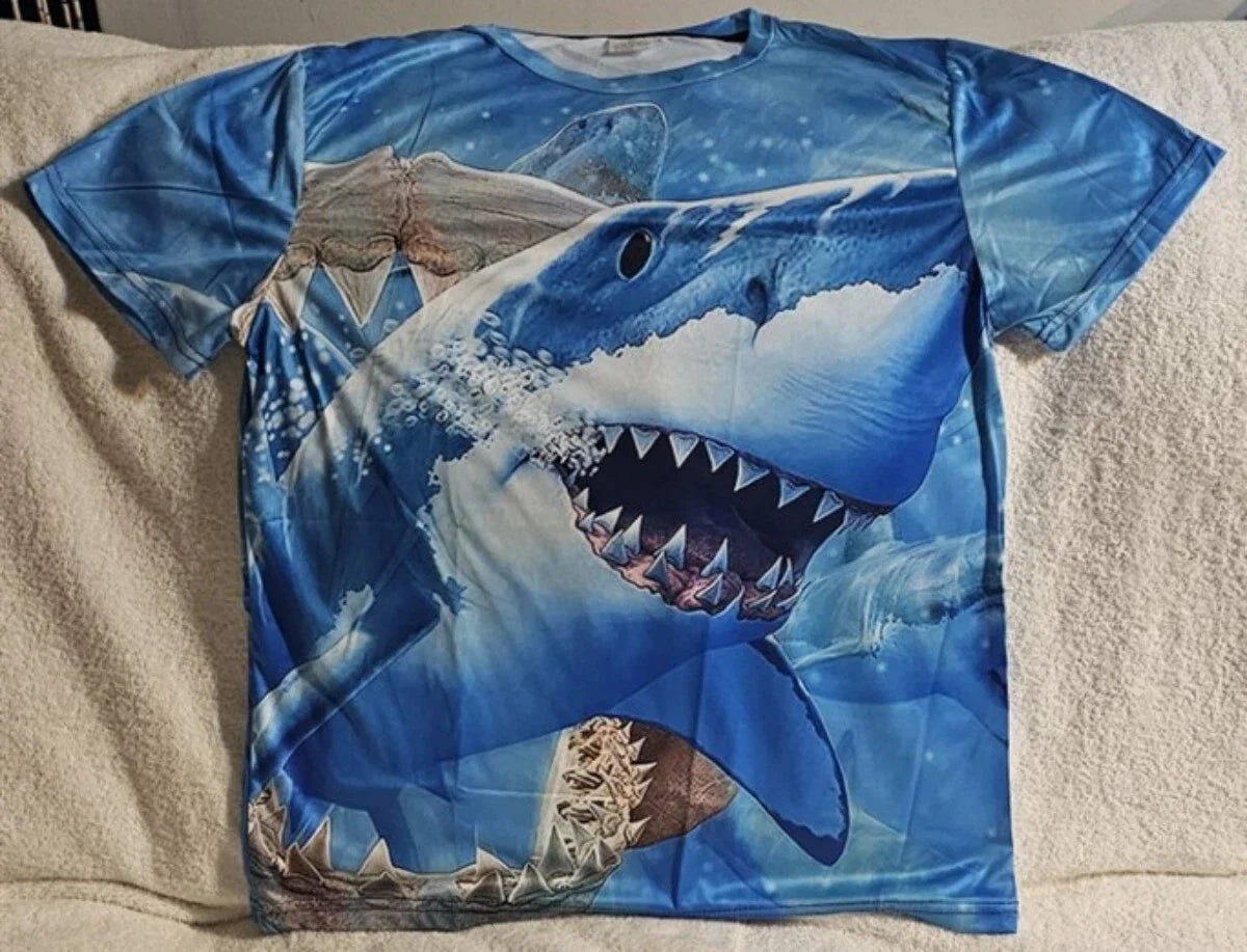 SHARK GREAT WHITE OCEAN WATER TEETH SCARY HORROR - Adult & Kids T-Shirts, Sweatshirts & Hoodies apparel design preview 1