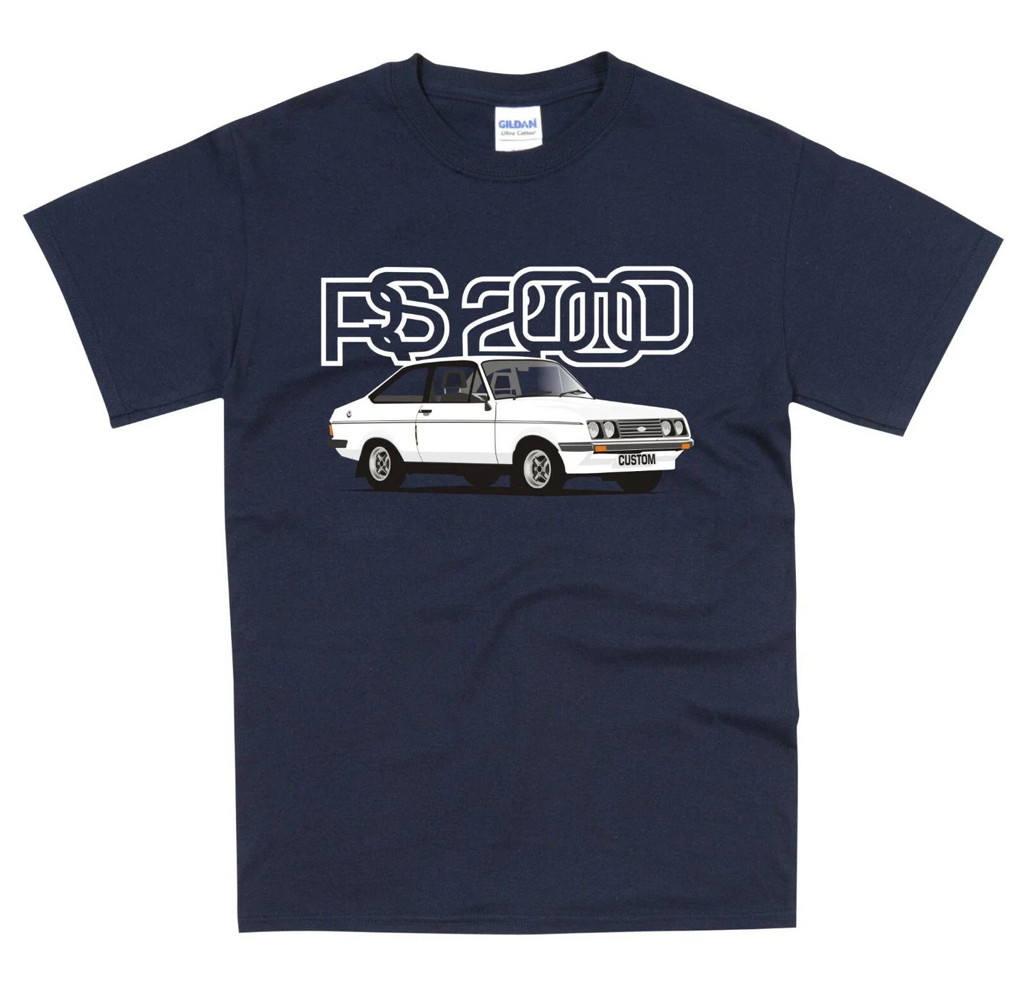 Ford RS2000 Mk2 Custom White Classic Car Retro s 5XL - Adult & Kids T-Shirts, Sweatshirts & Hoodies apparel design preview 1