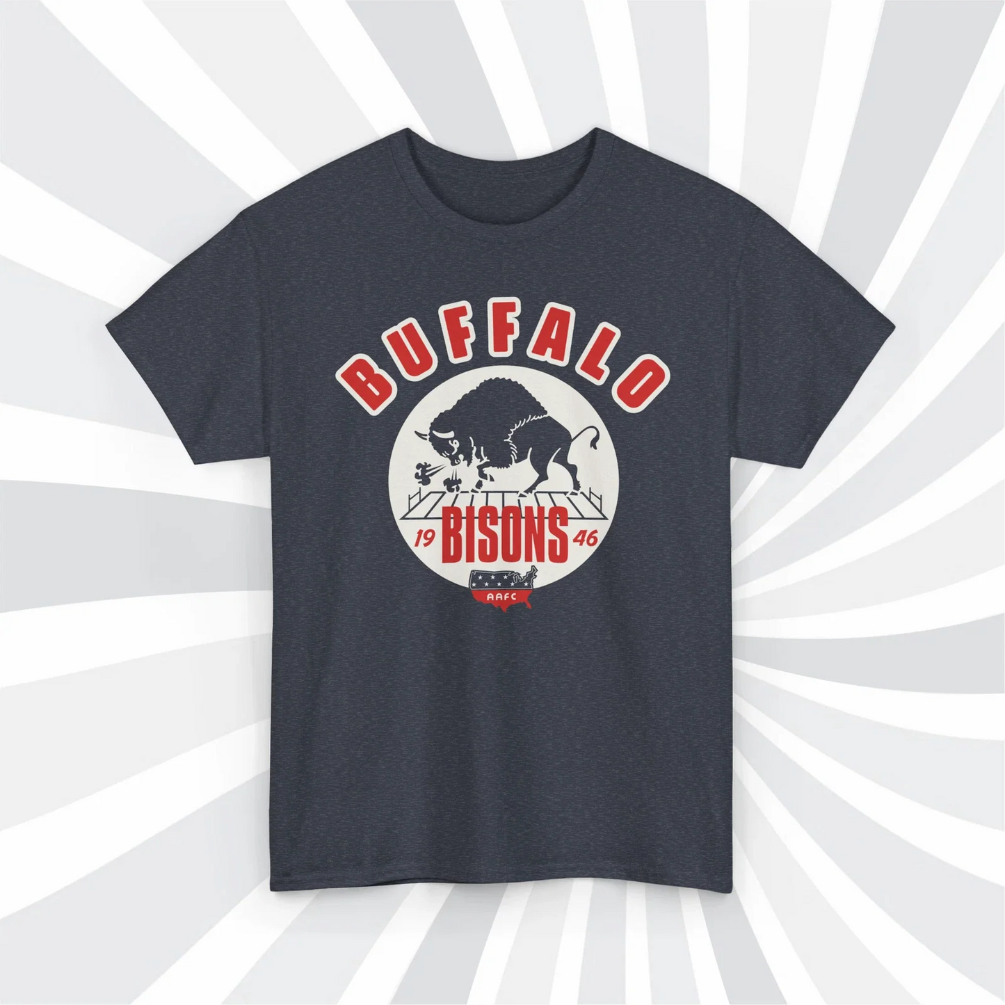Buffalo Bisons 1946 AAFC Vintage Football Navy - Adult & Kids T-Shirts, Sweatshirts & Hoodies apparel design preview 1