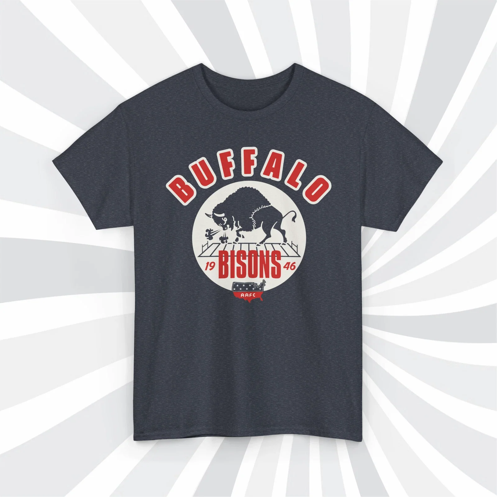 Buffalo Bisons 1946 AAFC Vintage Football Navy - Adult & Kids T-Shirts, Sweatshirts & Hoodies apparel design preview 1