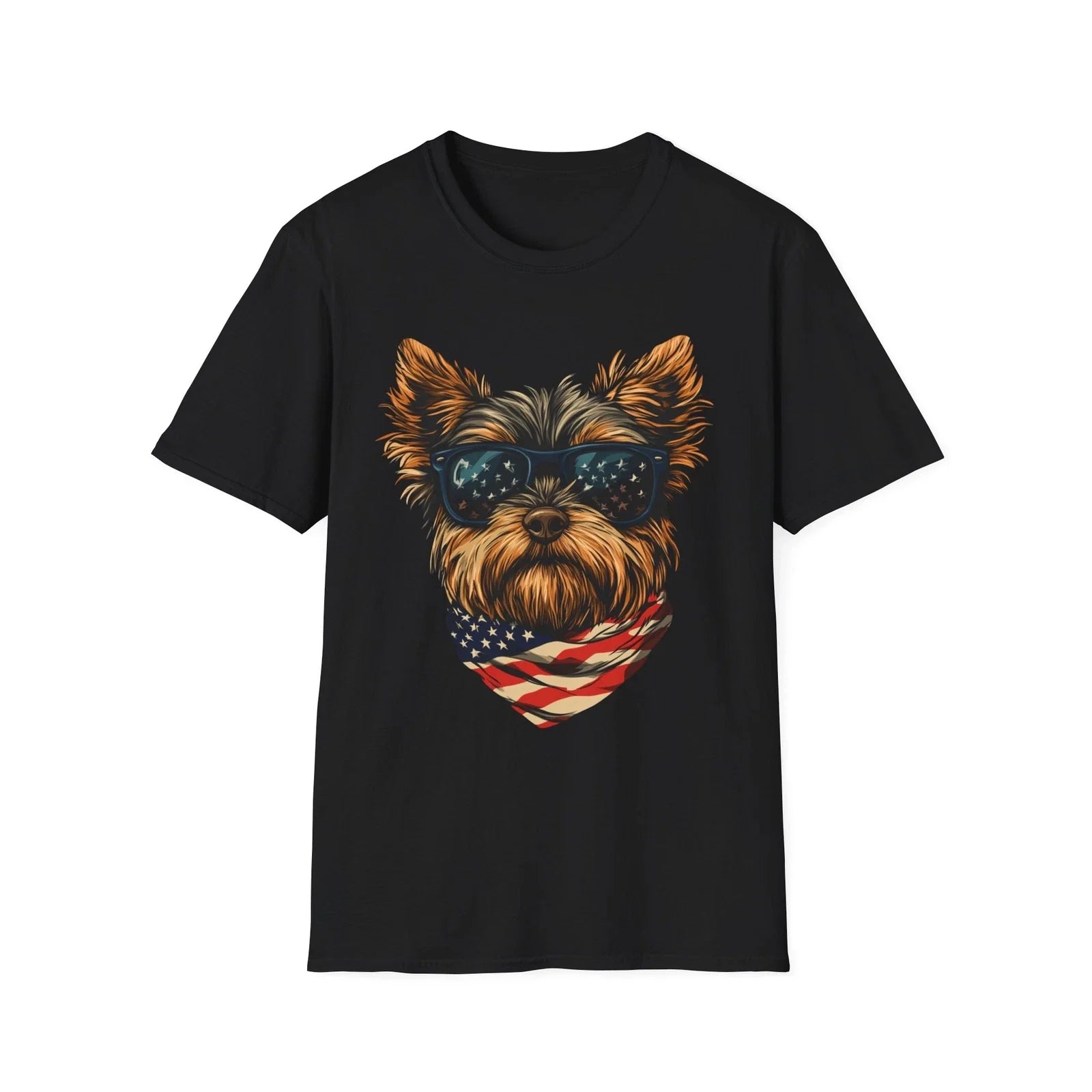 Patriotic Yorkie American Flag 4th of July Dog - Adult & Kids T-Shirts, Sweatshirts & Hoodies apparel design preview 1