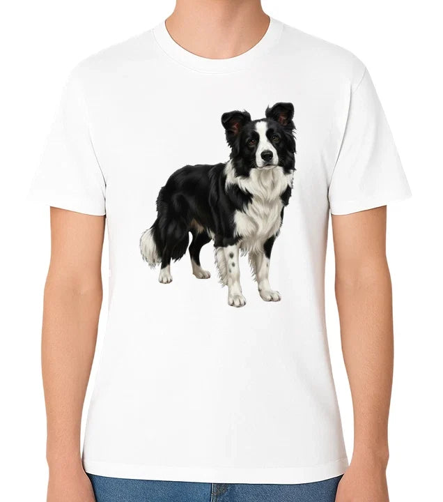 Border Collie Dog Standing Illustration Herding Lover - Adult & Kids T-Shirts, Sweatshirts & Hoodies apparel design preview 1