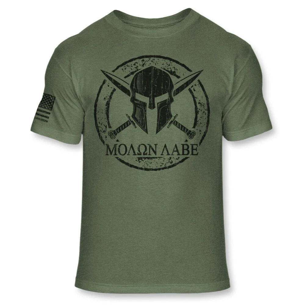 Molon Labe Spartan Helmet and Cross Swords Soft Blend - Adult & Kids T-Shirts, Sweatshirts & Hoodies apparel design preview 1