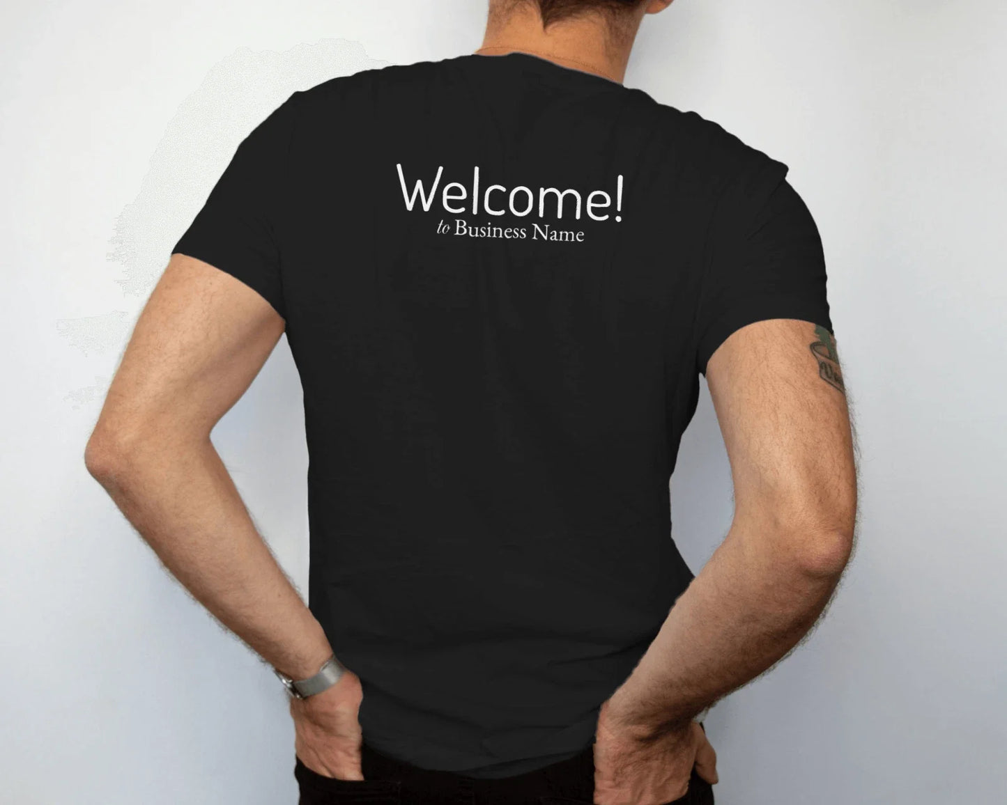 Personalised Work Wear WELCOME To Business Name Chest - Adult & Kids T-Shirts, Sweatshirts & Hoodies apparel design preview 1