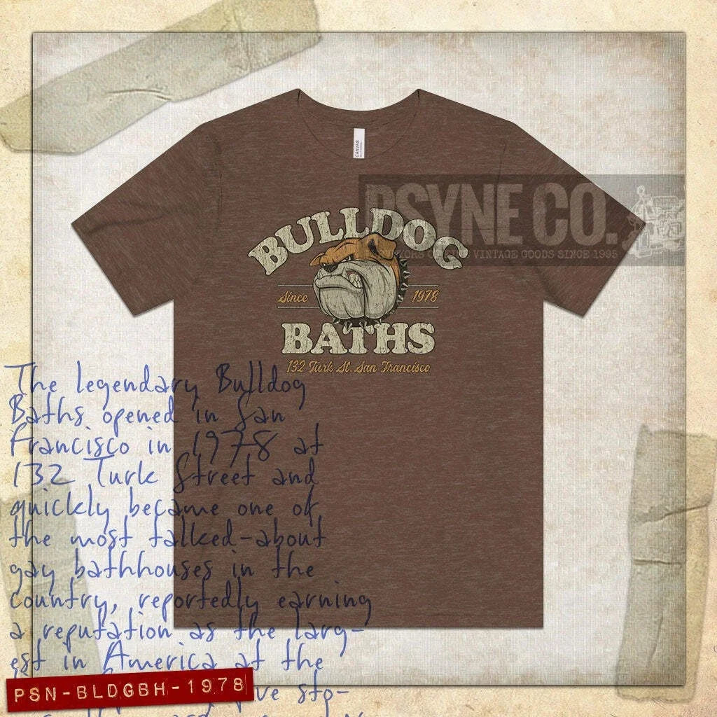 Bulldog Baths San Francisco 1978 Vintage Men's - Adult & Kids T-Shirts, Sweatshirts & Hoodies apparel design preview 1