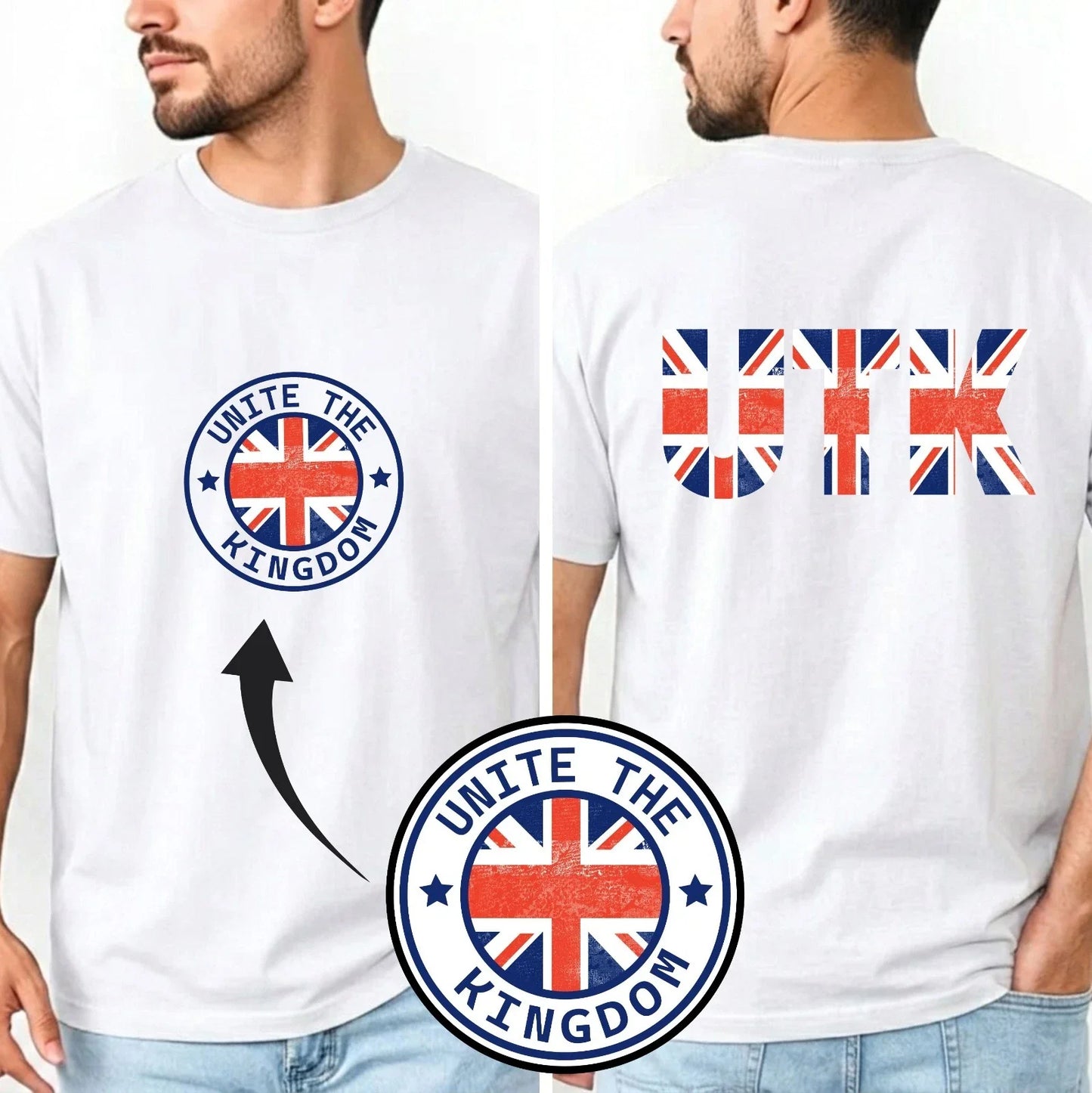 Unite The Kingdom Centre Chest Back UK Flag British - Adult & Kids T-Shirts, Sweatshirts & Hoodies apparel design preview 1