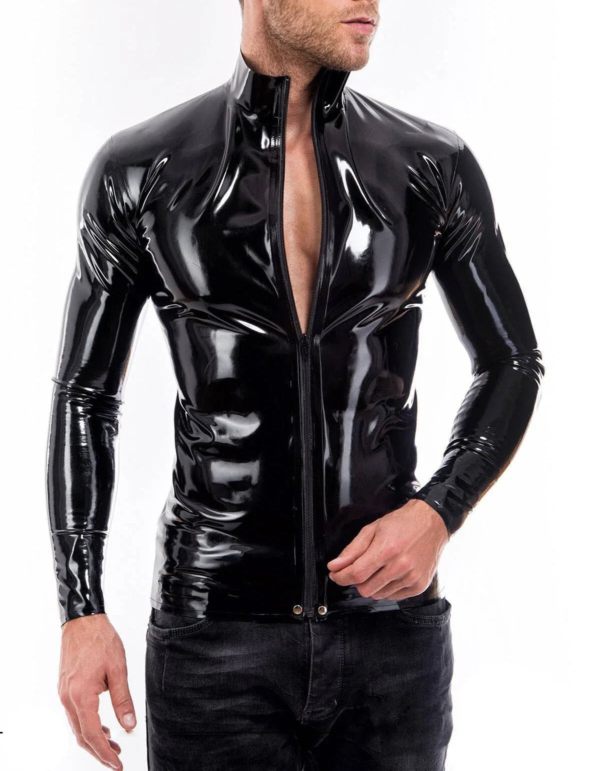 Latex tops men rubber front zip 0.4mm - Adult & Kids T-Shirts, Sweatshirts & Hoodies apparel design preview 1