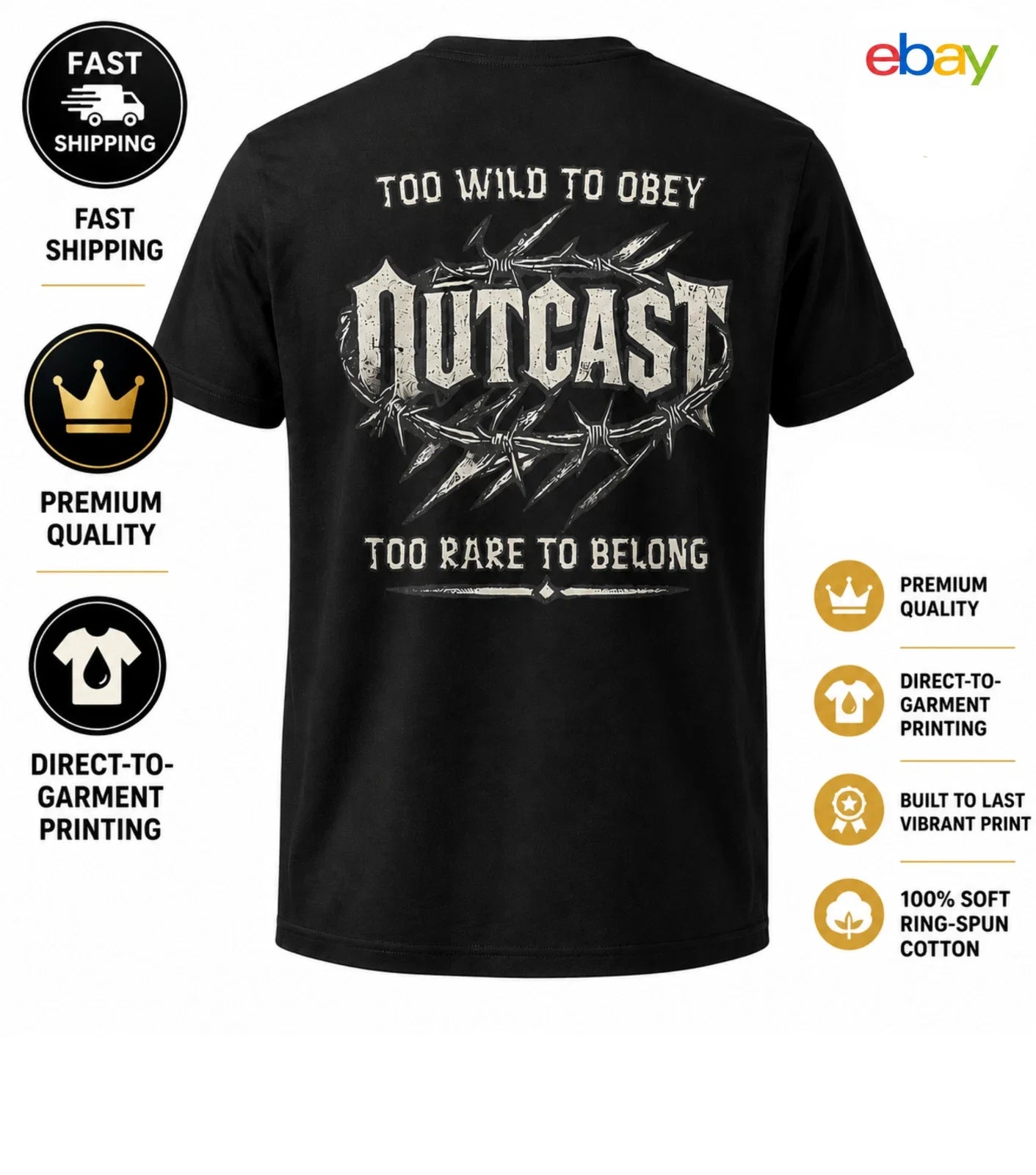 Outcast Gothic Graphic Biker Streetwear Distressed - Adult & Kids T-Shirts, Sweatshirts & Hoodies apparel design preview 1