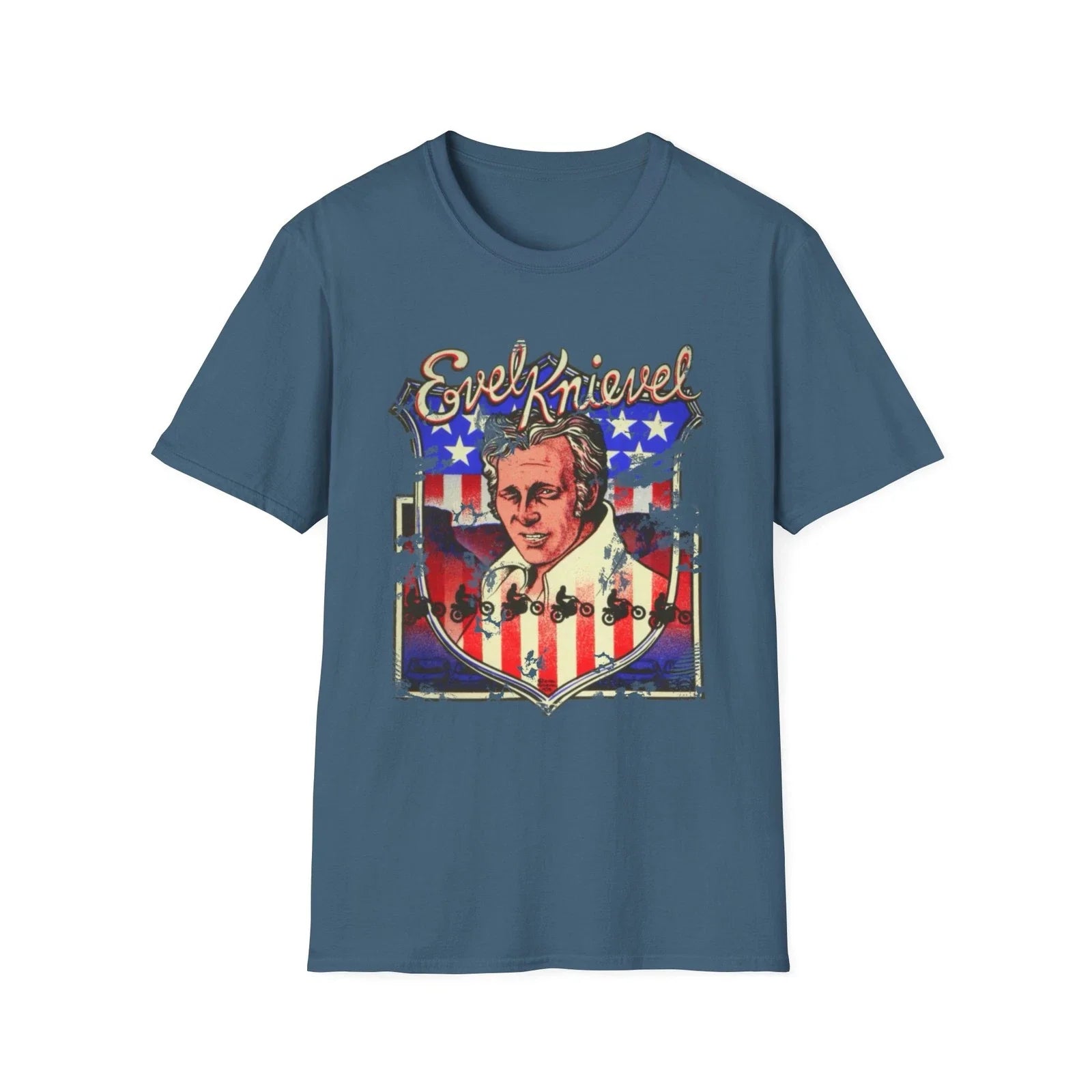 Evil Knievel Portrait Vintage Stunt Rider American - Adult & Kids T-Shirts, Sweatshirts & Hoodies apparel design preview 1