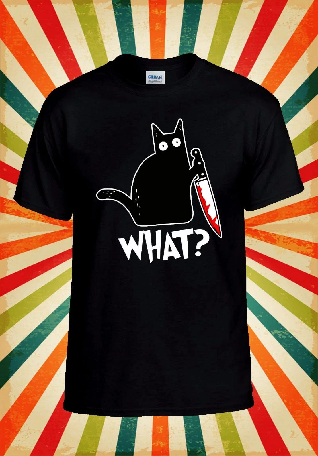 What Killer Black Cat Knife Funny Men Women Unisex - Adult & Kids T-Shirts, Sweatshirts & Hoodies apparel design preview 1
