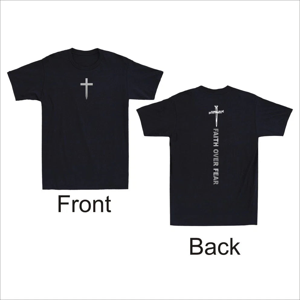 Faith Over Fear Christian Bible Cross Front and Back - Adult & Kids T-Shirts, Sweatshirts & Hoodies apparel design preview 1