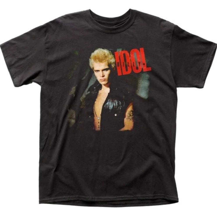 Billy Idol album cover men's black band new wave rock - Adult & Kids T-Shirts, Sweatshirts & Hoodies apparel design preview 1