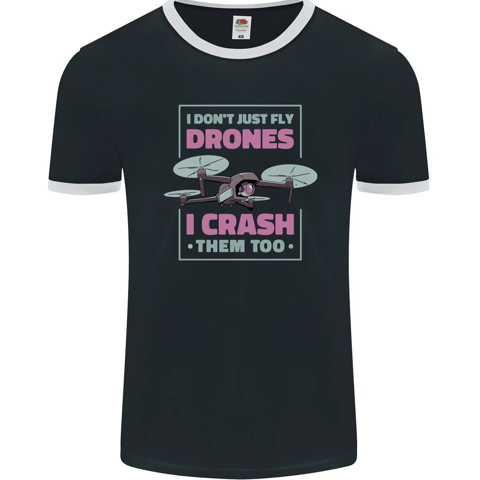 I Crash Them Too Funny Drone Pilot Mens Ringer FotL - Adult & Kids T-Shirts, Sweatshirts & Hoodies apparel design preview 1
