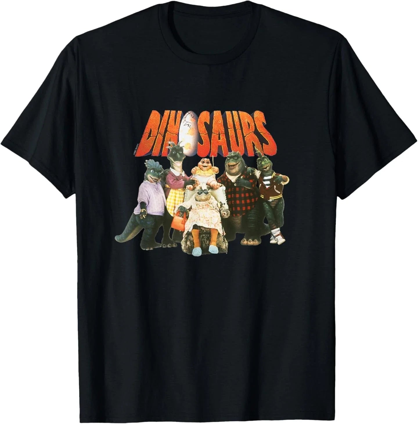 Dinosaurs Character Group with Logo Retro TV Show - Adult & Kids T-Shirts, Sweatshirts & Hoodies apparel design preview 1