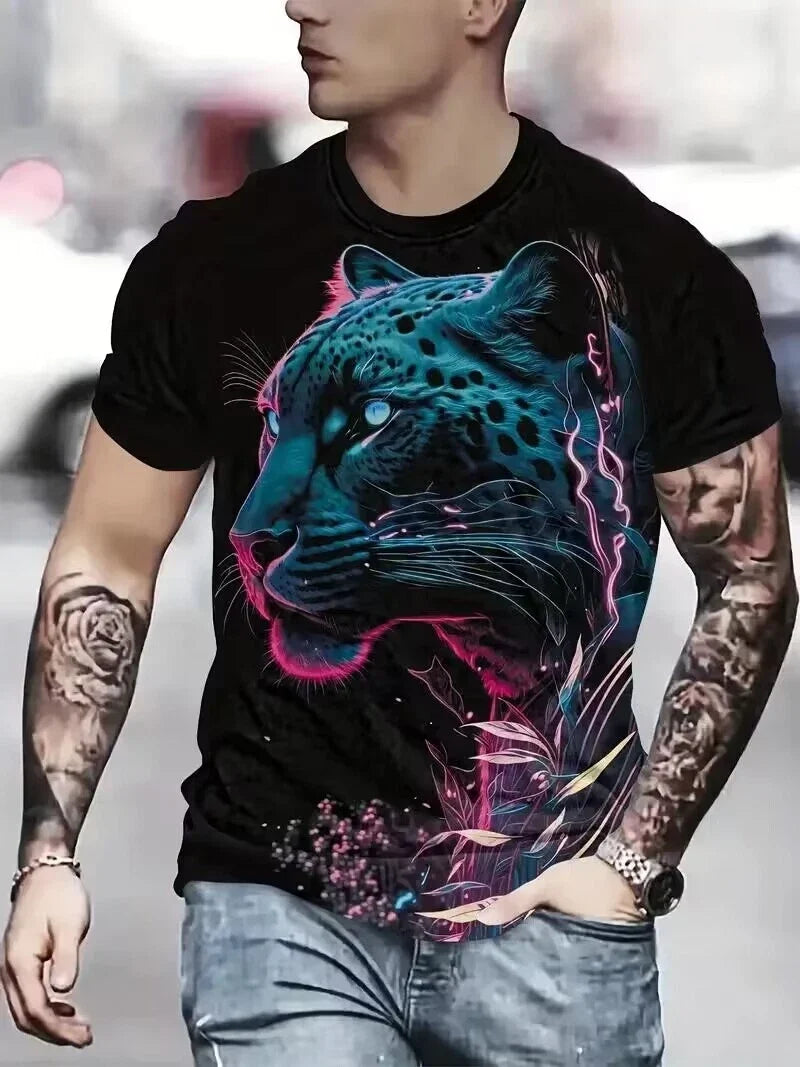 3D Print Blue Leopard Graphic Fashion Novelty Men - Adult & Kids T-Shirts, Sweatshirts & Hoodies apparel design preview 1