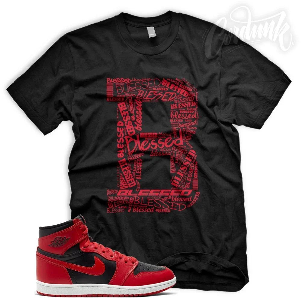 New "B BLESSED" Sneaker to Match J1 1 Varisty Red - Adult & Kids T-Shirts, Sweatshirts & Hoodies apparel design preview 1