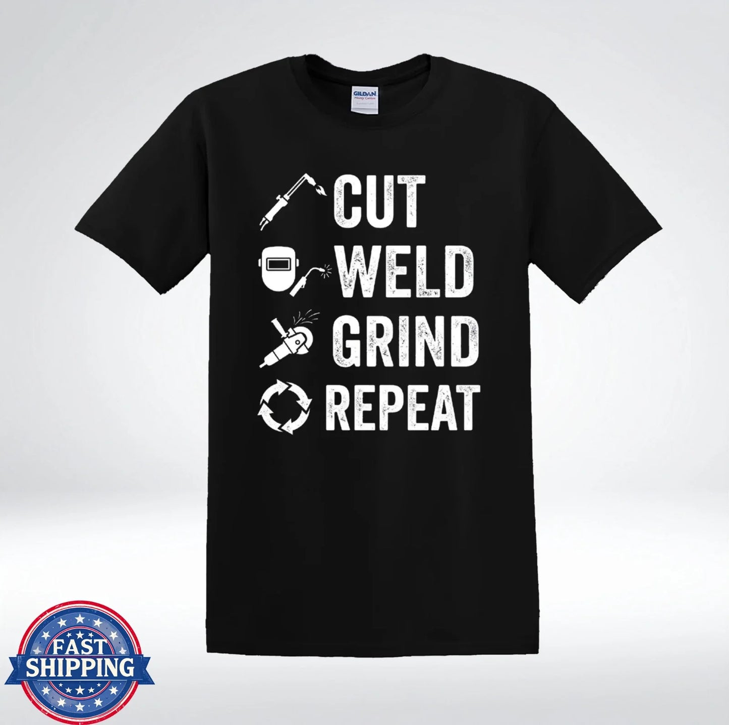 Cut Weld Grind Repeat Funny Welder Mechanic Job - Adult & Kids T-Shirts, Sweatshirts & Hoodies apparel design preview 1