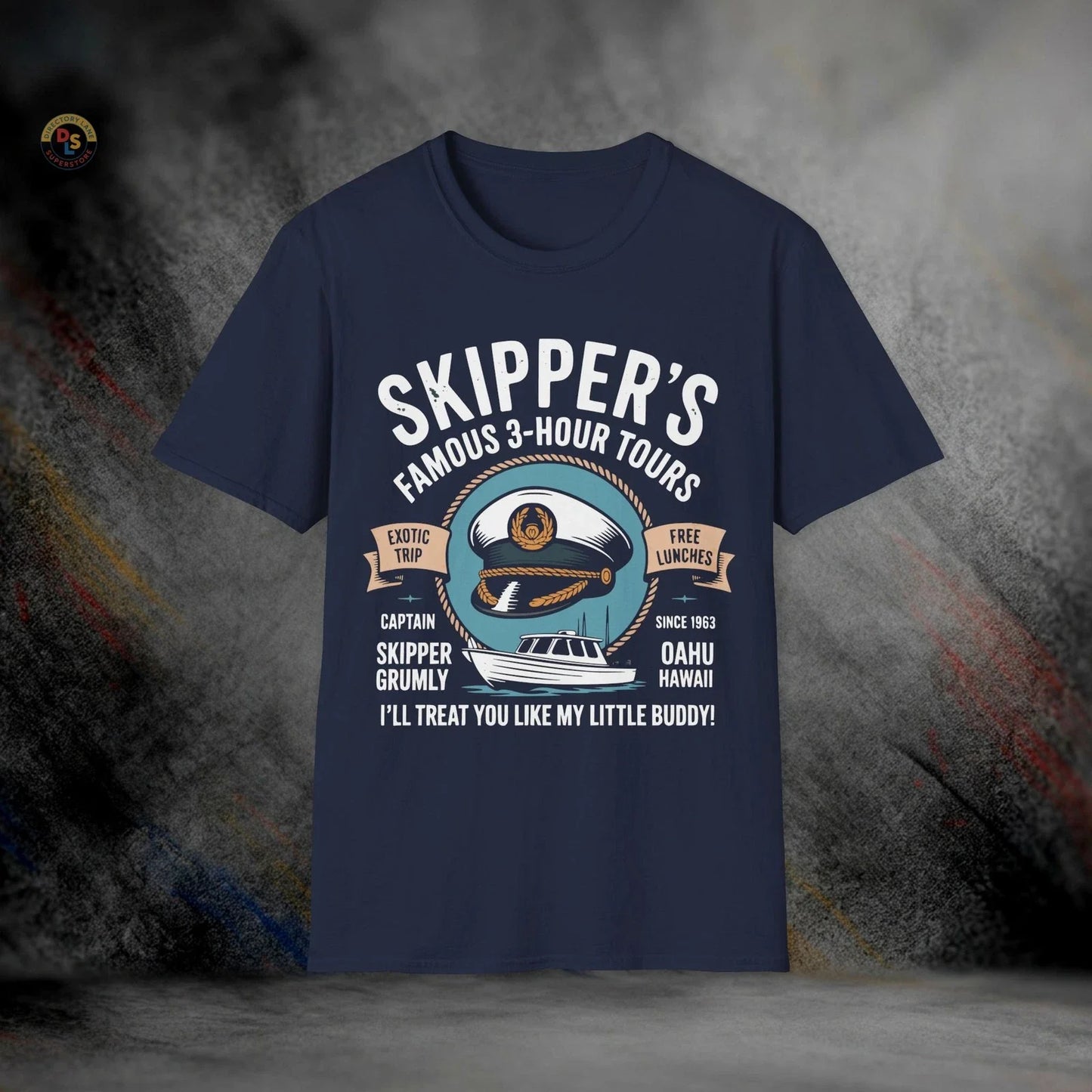 Skipper's 3 Hour Tour Gilligan's Island Softstyle - Adult & Kids T-Shirts, Sweatshirts & Hoodies apparel design preview 1