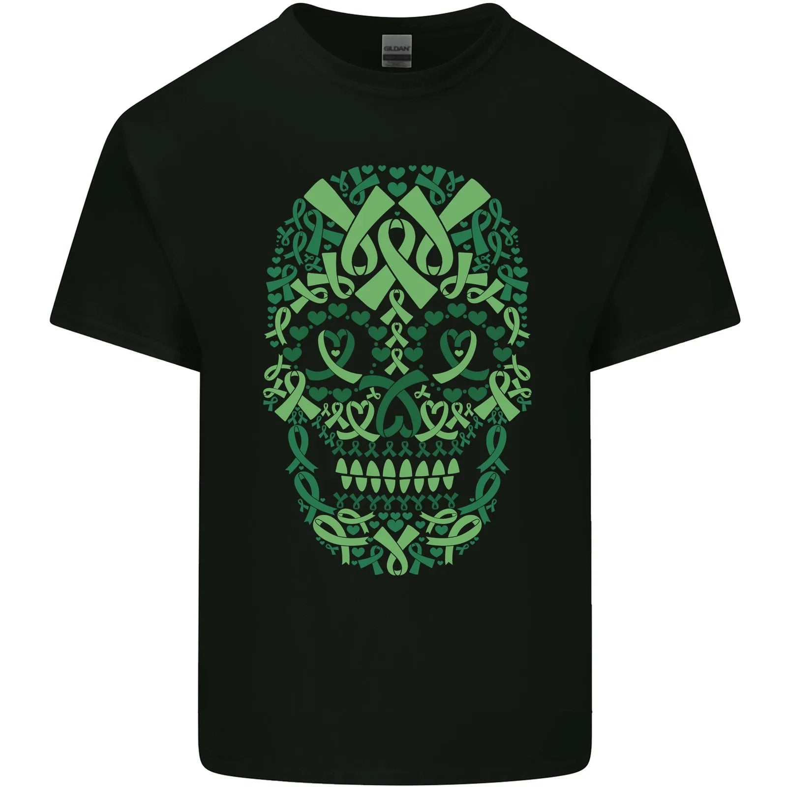 Mental Health Awareness Skull Green Ribbon Mens Light - Adult & Kids T-Shirts, Sweatshirts & Hoodies apparel design preview 1