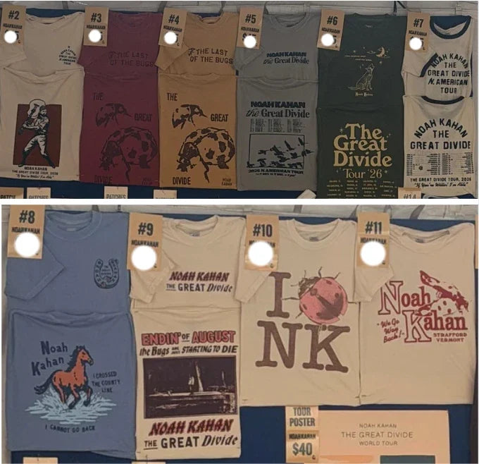 Noah Kahan Great Divide Tour 2026 North American - Adult & Kids T-Shirts, Sweatshirts & Hoodies apparel design preview 1